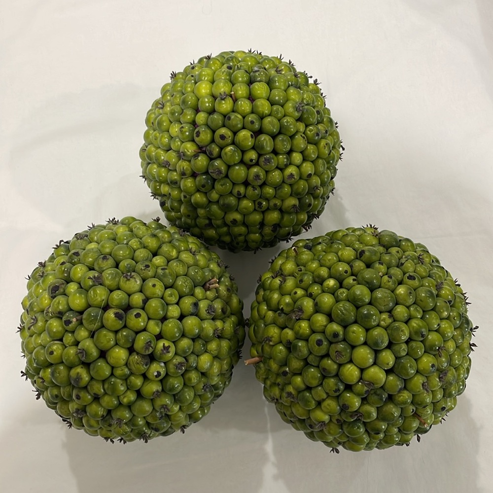 Decorative Green Berry Balls or Spheres; Set of 3